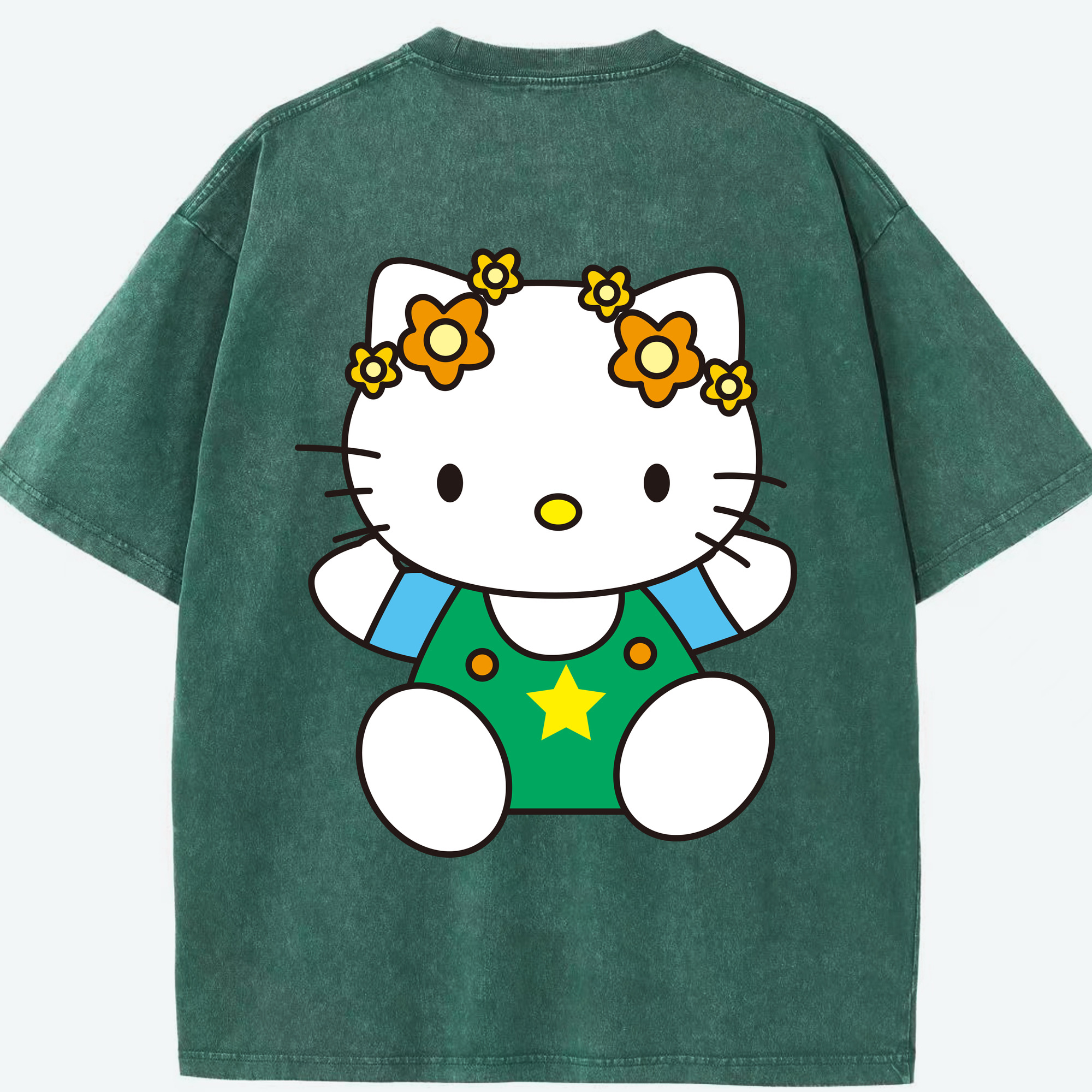 （画像用） Hello Kitty ハローキティ 綿100% ヴィンテージ風 半袖Tシャツ（背面プリント）
